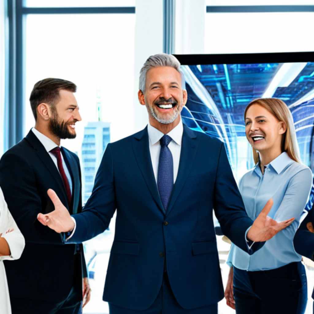 리더십 스타일 분석 - Transformational Leadership in Action**
"A diverse team of professionals collaborating in a bright,...