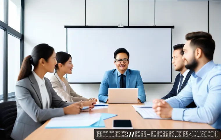 리더십 능력 개발을 위한 교육과정 - A diverse group of professional leaders in a modern office setting engaged in an emotional intellige...